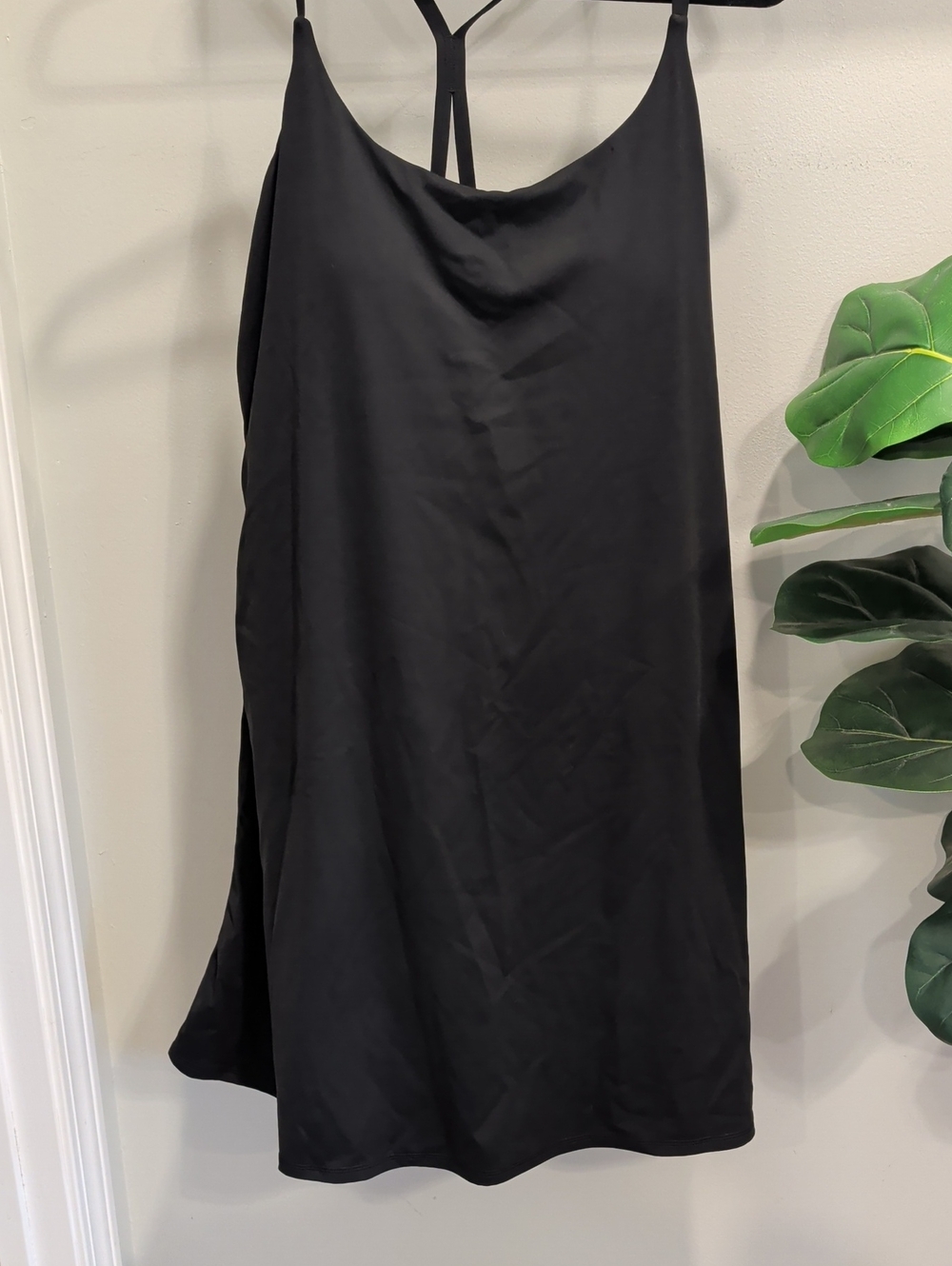 HALARA Black Satin A-Line Slip Skirt